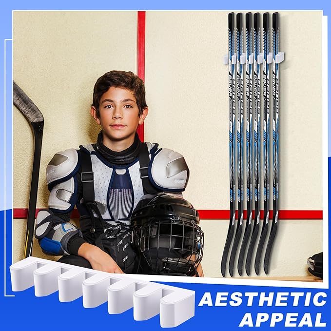 Yousoontic Hockey Stick Holder Wall Mount, 1-6 Stick Capacity, Ice and Field Hockey Organizer (Decor & Storage 2-in-1) for Home Garage Room Office Sports Decoration-StrideForce Fitness
