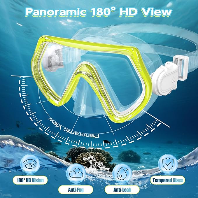 Snorkeling Gear for Kids, Kids Snorkel Set for Ages 3-14, Anti-Fog Diving Mask and Dry Top Snorkel Combo Set, Unisex Swimming Goggles-StrideForce Fitness