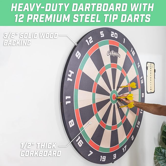 GoSports Giant 3 ft or 4 ft Cork Dartboards - Includes 12 Giant Darts and Scoreboard - New Fun Twist on Darts-StrideForce Fitness