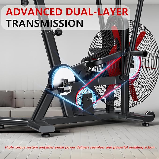 Air Bike, Wenoker Exercise Bike Air Resistance Stationary Bike for Home, Indoor Bike with Dual Action Handlebars, APP Connection Customizable Monitor-StrideForce Fitness