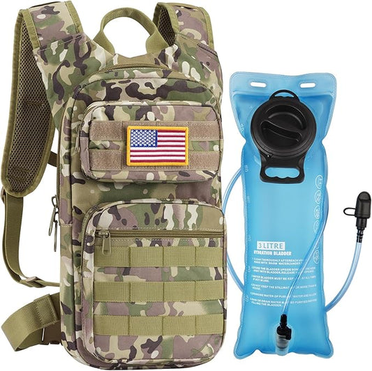 GENILU Tactical Hydration Backpack with 3L Water Bladder, Lightweight Molle Water Backpack Daypack for Men Women-StrideForce Fitness