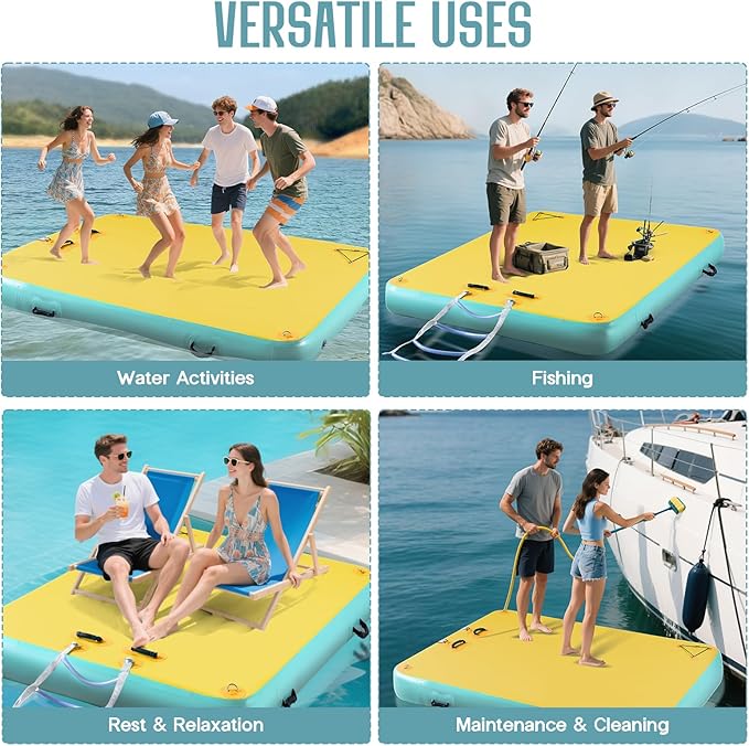 Specraft Inflatable Floating Dock, Non-Slip Air Dock Platform loating Island Raft with Rope Ladder for Pool Lake Beach Ocean-StrideForce Fitness