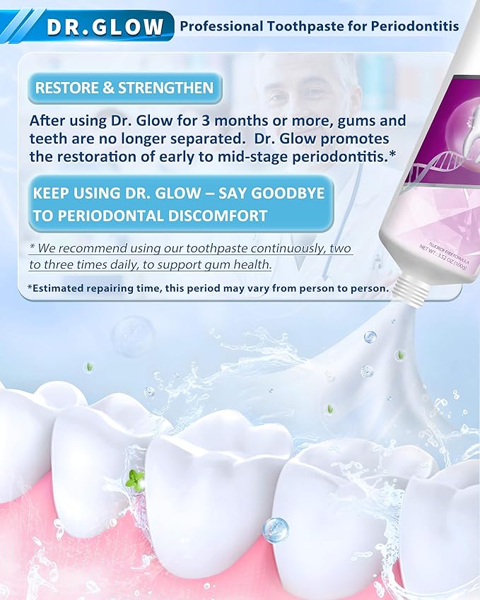 Toothpaste Gum Repair for Receding Gums, Periodontal Disease, Bad Breath, Gum Regrowth, Loose Tooth Repair - 2 Tubes