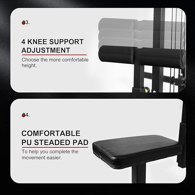 LAT All-in-one Machine with High and Low Pulley Station, LAT PullDown and LAT Row Cable Machine, LAT Tower with Adjustable Leg Support for Home Gym Total Body Training-StrideForce Fitness