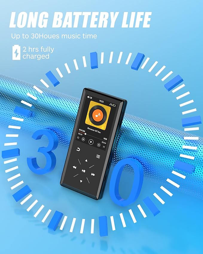 64GB Bluetooth MP3 Player - 2.4" Screen Portable HiFi Mp3 Player with Built-in Speaker, MP3 Music Player with Voice Recorder, FM Radio, Touch Buttons,Support up to 256GB SD Card-StrideForce Fitness