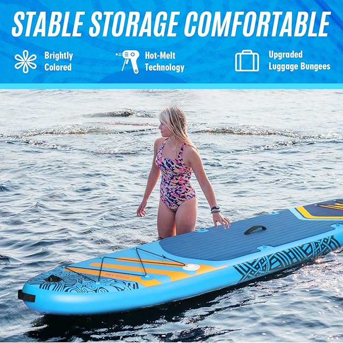 Inflatable Paddle Board 11' x 35'' Wide Stable Design,Stand Up Paddleboard with Sup Accessories Backpack,Pump,Ankle Leash,Adjustable Paddle,Non-Slip Comfort Deck for Adult Youth-StrideForce Fitness