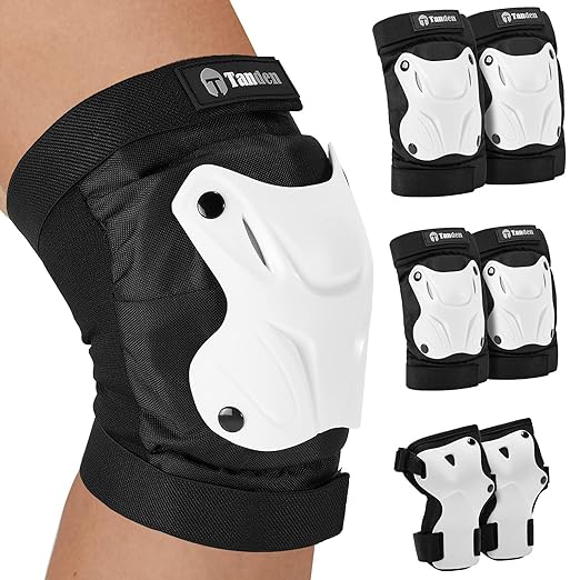 Skating Protective Gear Kids Toddler Knee Pads and Elbow Pads Set, Bike Protection for Kids Wrist Guards for Roller Skating Skateboarding Cycling White-StrideForce Fitness