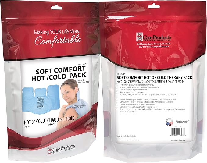 Core Products Soft Comfort CorPak – Reusable Hot & Cold Therapy Pack, Ice Pack for Injuries, No-Frost Compress for Muscle, Back & Joint Pain Relief – 11" x 15", Made in USA-StrideForce Fitness