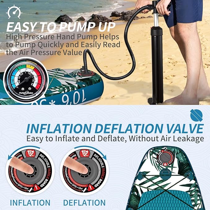 Inflatable Stand Up Paddle Board, 10'x30''x6'' Ultra-Light Paddleboards for All Skill Levels with SUP Accessories, Paddle, Fins, Leash, SUP Pump, Backpack-StrideForce Fitness