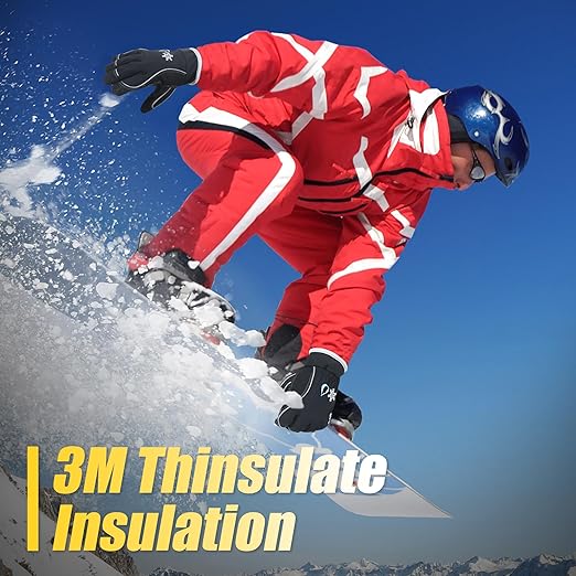 HANDLANDY Waterproof Insulated Work Gloves, 3M Thinsulate Thermal Winter Gloves for Men Women Touch Screen, Warm Ski Snowboard Cold Weather Gloves (Black, Large)-StrideForce Fitness