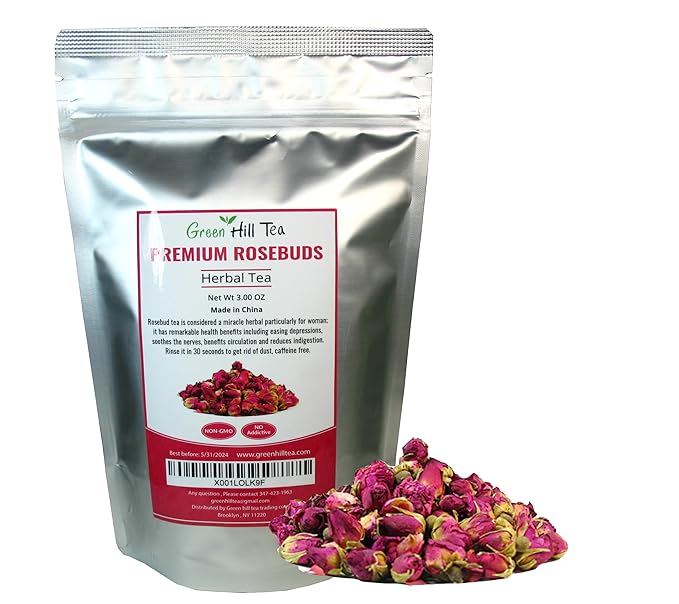 Greenhilltea Premium Dried Rose Buds Rosebud Flower Herb Loose Leaf Tea Fragrant Natural Healthy Herbal Tea 3 OZ-StrideForce Fitness