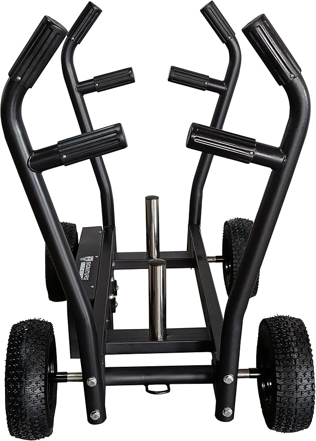 PS Sisyphos Push Sled - 8 Adjustable Levels of Resistance Plus Plate Loaded Weight Resistance, Workout Fitness Sled for Home Gym, Black