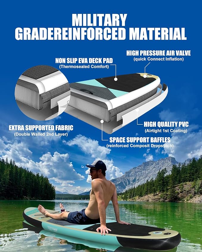Highpi Inflatable Stand Up Paddle Board for Youth and Adults – Wide Sup with Premium Accessories, Blow Up Paddleboard for Surfing, Fishing, Yoga & More-StrideForce Fitness