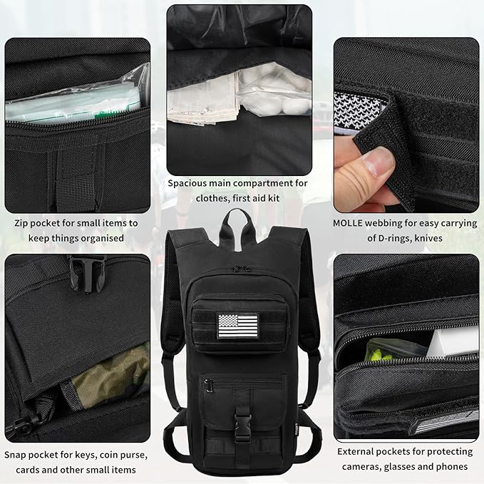 Hydration Backpack, Tactical Molle Water with 2L TPU Water Bladder, for Men Women Lightweight Water Backpack, Hydration Pack for Hiking, Biking, Climbing and Hunting-StrideForce Fitness