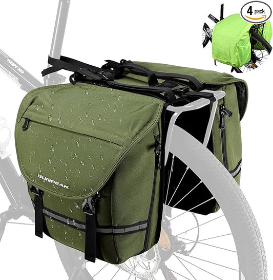 Bike Bag Accessories Panniers for Bicycle Rear Rack Bag 36L Waterproof Mountain Electric Bike Saddle Bag for Cycling Traveling Commuting Green-StrideForce Fitness