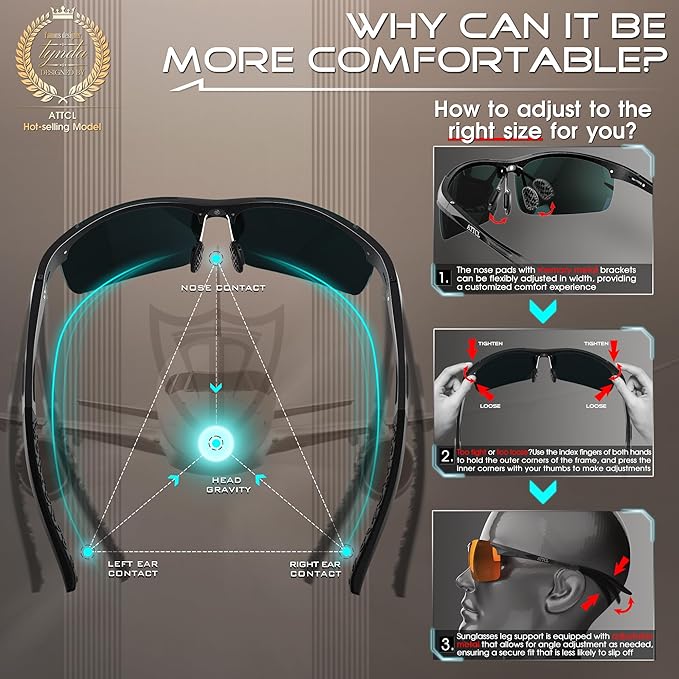 ATTCL Men's Sports Polarized Sunglasses Men for Driving running Fishing Golf - UV Protection Sun glasses Metal Frame-StrideForce Fitness