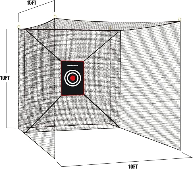 Storgem Golf Batting Cage Net with Extra Striking Net, Net Only, Heavy Duty Golf Hitting Practice Net, Backyard Batting Cage for Sports Training-StrideForce Fitness