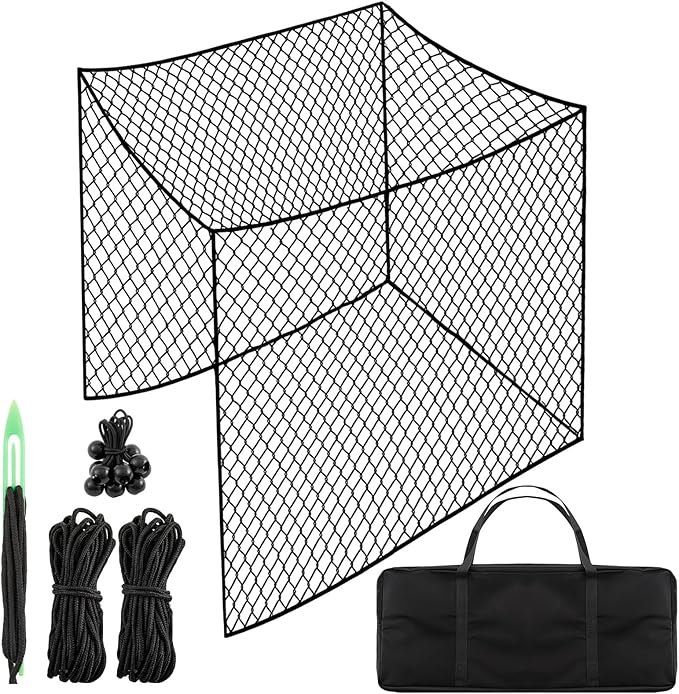 Soulchen 10 Feet Golf Batting Cage Netting Golf Practice Hitting Nets with 12 Spring Snaps 1 Storage Bag 4 Clips 1 Quick Installation Tool 1 Rope for Indoor, Outdoor & Backyard Practicing-StrideForce Fitness