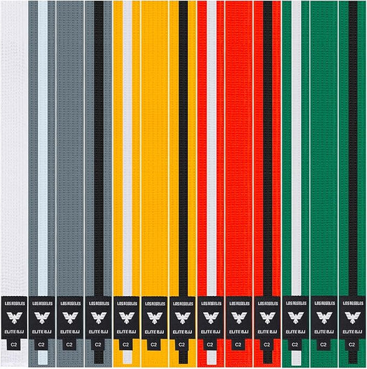 Elite Sports Kids Brazilian Jiu Jitsu Belts Preshurunk Martial Arts Youth BJJ Belts for Girls & Boys with BJJ Ranking Stripes-StrideForce Fitness