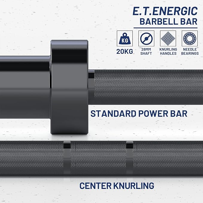 7ft Olympic Barbell Bar 45LB Load 1500lbs Capacity Available, for Gym Home Exercises, Weightlifting, Powerlifting for 2" Olympic Plates-StrideForce Fitness