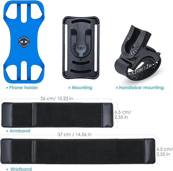 Cikyner Running Armband : 3 in 1 Sports Phone Holder - 360 Rotatable & Detachable for 4.5-7'' iPhone - Gym Running Hiking-StrideForce Fitness
