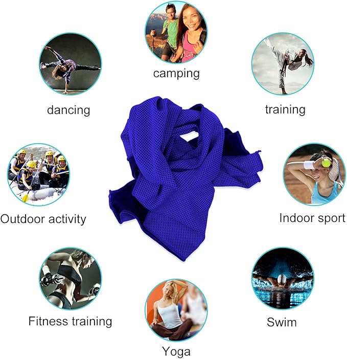 Biange Cooling Towel (Pack of 20, 40"x12") with Pouches for Sports, Workout, Fitness, Gym, Yoga, Golf, Pilates, Travel, Camping & More-StrideForce Fitness