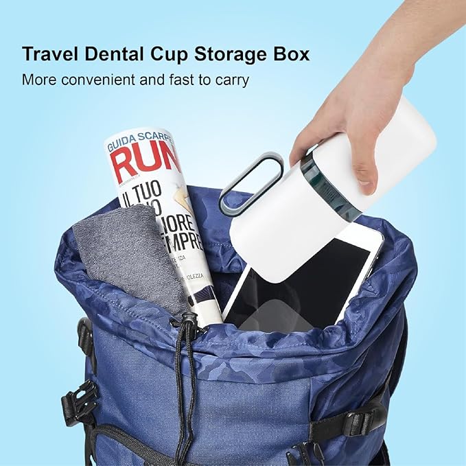 2-in-1 Compact Design Travel Toothbrush Case with Rinse Cup & Handle – Leak-Proof Toothbrush Holder for Travel, Camping, Gym, Outdoor – Portable & Hygienic Storage for Oral Care Essentials