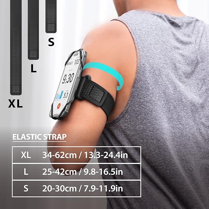 BONE Run + Bike Tie Connect Kit 2, 2-in-1 Running & Bike Phone Holder, Detachable & Rotatable 360° Sport Armband & Phone Mount Compatible with Most Smartphones (Stem/Armband 2-in-1 Connection Kit)-StrideForce Fitness
