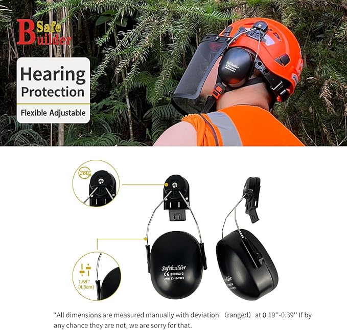 Forestry Safety Helmet with Build-in Visor Mesh Face Shield Ear Muffs 4 in 1 Chainsaw Safety Hard Hats-StrideForce Fitness