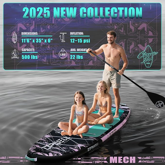 UPWELL 11'6"×35" Extra Wide Inflatable Paddle Board, Stand Up Paddle Board for Youth & Adults, Stable Design, Premium SUP Accessories, 120L Backpack, 10L Dry Bag, Paddle, Leash, Hand Pump, US Fins-StrideForce Fitness