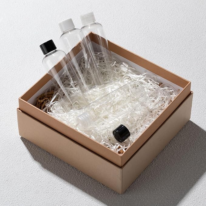 Tekson Plastic Travel Bottles 3.4 oz, Travel Size Containers for Shampoo, Empty Mouthwash Bottles with Black Screw Cap (100ml, Clear)