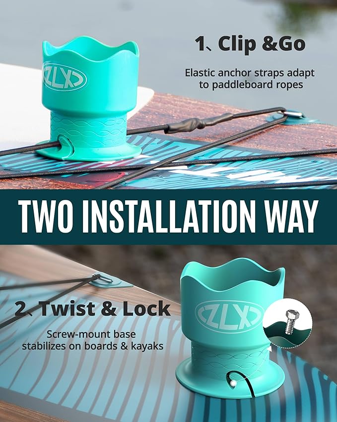 ZLX Cup Paddle Board Kayak Cup Holder, Stand Up Paddle Board Cup Holder Paddleboard Accessories Surfboards, Canoes Kayak Holder for Types of Cup Bottle Drink-StrideForce Fitness
