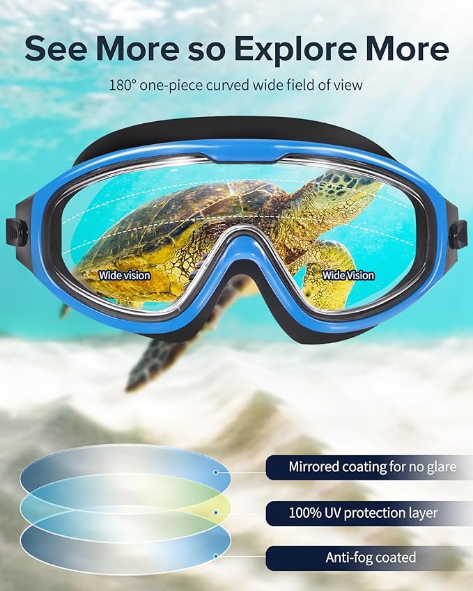 Adult Swimming Goggles,Leak-Proof,Anti-Fog Pool Glasses,Wide View Swim Goggles with Ear Plugs and Nose Clip-StrideForce Fitness