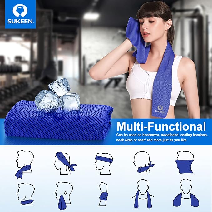 Sukeen Cooling Towel (40"x12"),Ice Towel,Soft Breathable Chilly Towel,Microfiber Towel for Yoga,Sport,Running,Gym,Workout,Camping,Fitness,Workout & More Activities-StrideForce Fitness