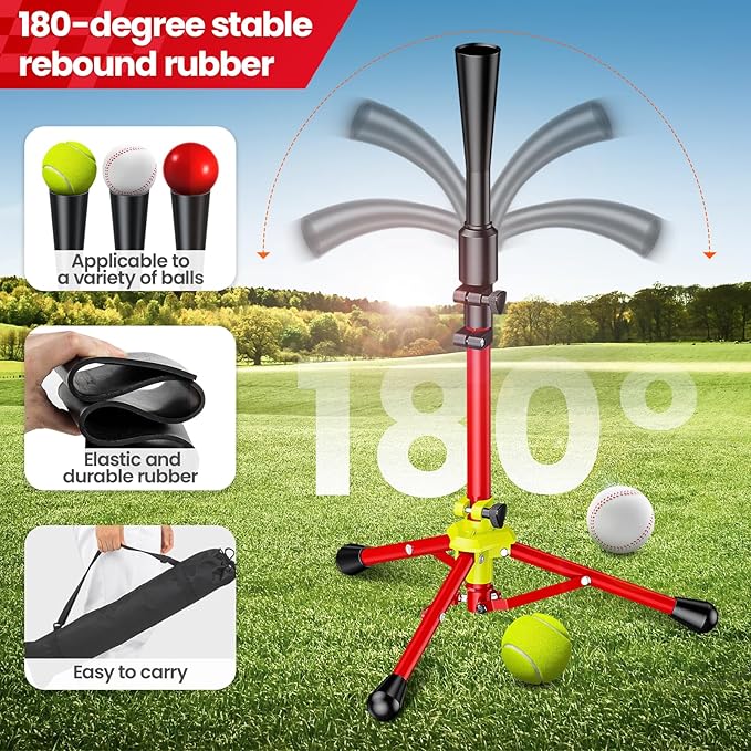 2025 New Upgrade Portable Batting Tee for Baseball/Softball,23.23 to 40.16 Inch Baseball Tee for Kids,Batting Tee,Softball Tee,Youth Hitting Tee,Teeball Tee,Travel Tee,Easy Adjustable Height-StrideForce Fitness
