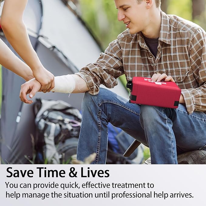 First Aid Kit, Professional Trauma First Aid Kit with Labelled Compartments Molle System for Car, Hiking, Backpacking, Camping, Traveling, and Cycling-StrideForce Fitness