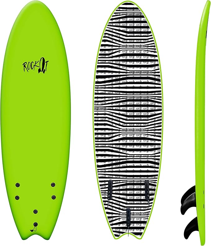 Rock-It 6' Albert Performance Fish Soft Top Surfboard Surf Board, Foam Surfboard, Kids Surfboard, Adult Surfboard, Tabla De Surf, Beginner Surfboard-StrideForce Fitness