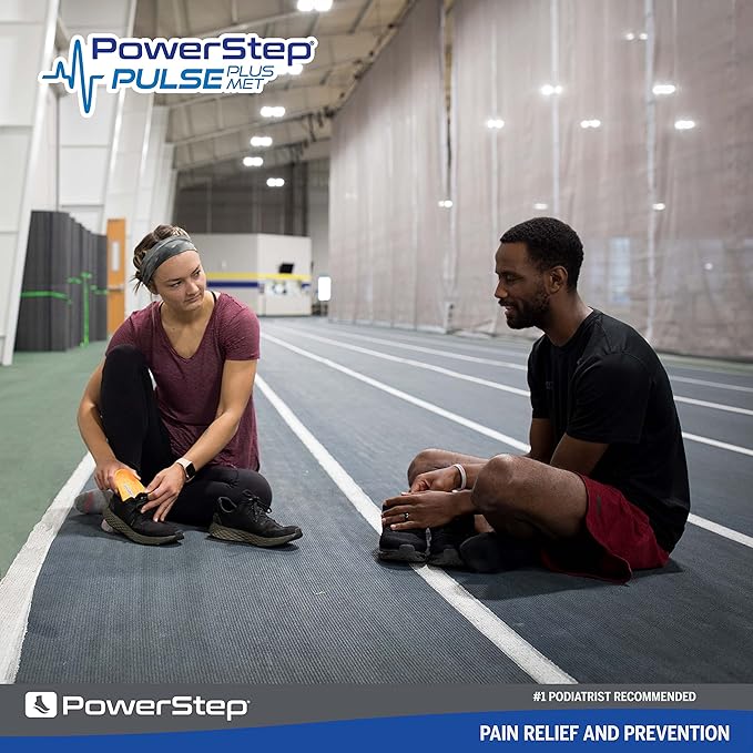 PowerStep Pulse Plus Met - Ball of Foot Pain Relief Shoe Insoles - Running Shoe Orthotics for Metatarsal Foot Pain, and Morton's Neuroma Relief - Made in The USA (M 6-6.5, F 8-8.5)-StrideForce Fitness