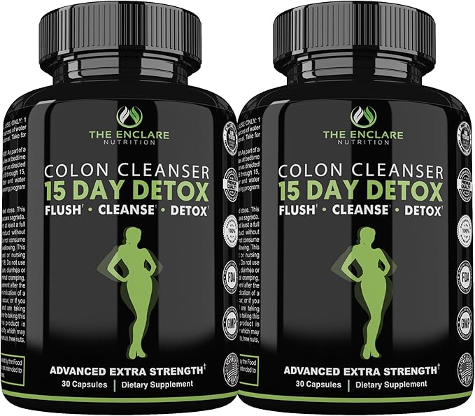 THE ENCLARE NUTRITION 15 Day Detox Cleanse for Weight Loss. Advanced Gut Support for Women & Men. Colon Cleanse Laxatives for Constipation & Bloating Relief. Gut Cleanse Probiotic Diet Pills 60ct (2)-StrideForce Fitness