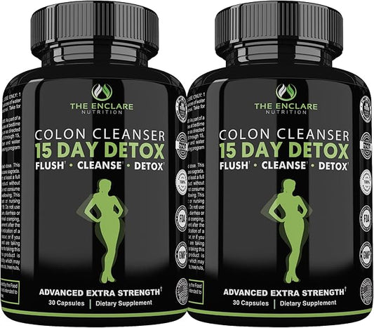 THE ENCLARE NUTRITION 15 Day Detox Cleanse for Weight Loss. Advanced Gut Support for Women & Men. Colon Cleanse Laxatives for Constipation & Bloating Relief. Gut Cleanse Probiotic Diet Pills 60ct (2)-StrideForce Fitness