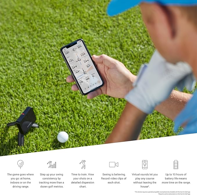 Garmin Approach R10 Portable Golf Launch Monitor | Take Your Game Home or Practice at The Driving Range | Track Metrics, Record Video or Play 43,000+ Courses with Signature Series Golf Towel-StrideForce Fitness