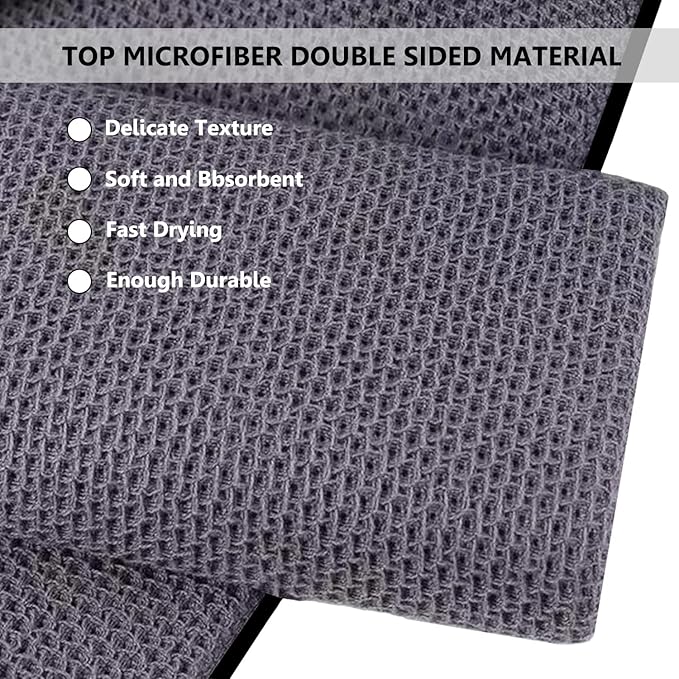 3 Pack Large Golf Towels, 16" x 24" Tri-Fold Portable Microfiber Fabric Waffle Pattern Golf Towel for Golf Bag with Carabiner Clip to Quickly Remove Sand, Mud, Dirt and Sweat-StrideForce Fitness