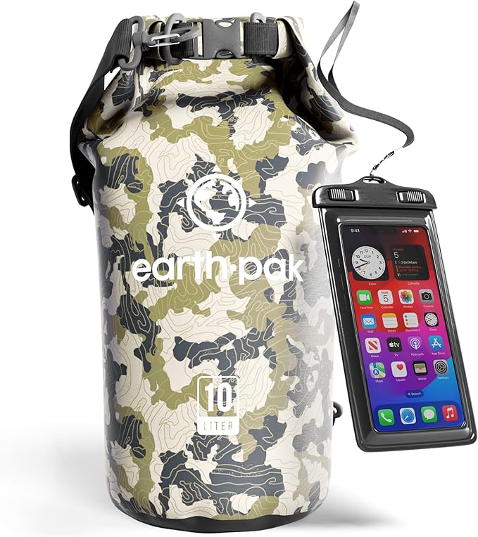 Earth Pak Waterproof Dry Bag - Roll Top Waterproof Backpack Sack Keeps Gear Dry for Kayak with Waterproof Phone Case-StrideForce Fitness