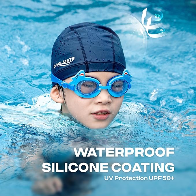 COOLMATE Fabric Swim Cap for Adult Women Men Kid 3 4 6 8 14 16, Silicone Water Resistant Layer, Cloth Swim Cap Gifts for Swimmers, Lightweight for Pool, Lap Swimming (1 pc)-StrideForce Fitness