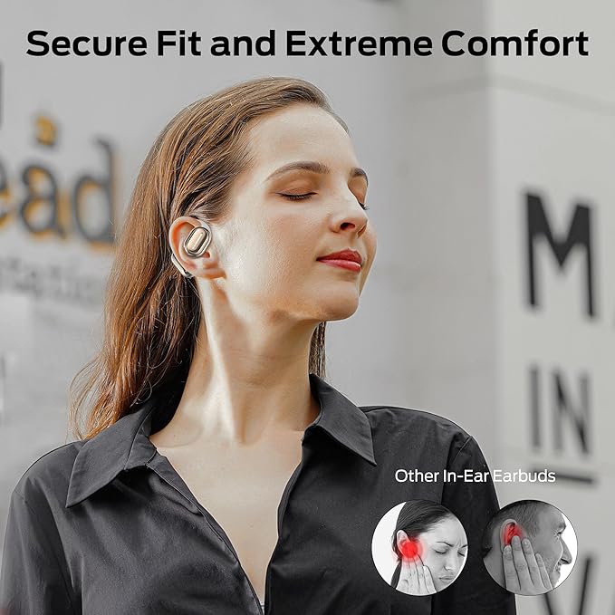 Monster Open Free AC100 Open Ear Headphones, Bluetooth 5.3 Wireless Headphones with Earhooks, Immersive Stereo Sound by Dual Large Driver, Clear Talk, 30H Playtime,Waterproof Sport Earbuds for Running-StrideForce Fitness