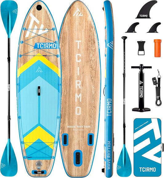 Inflatable Stand Up Paddle Board for Adults with Seam Welded Technology, 10'6''x33''x6'', Durable SUP with Dual-Blade Paddle and Complete Accessories, 390 lbs Capacity, Beginner-Friendly-StrideForce Fitness