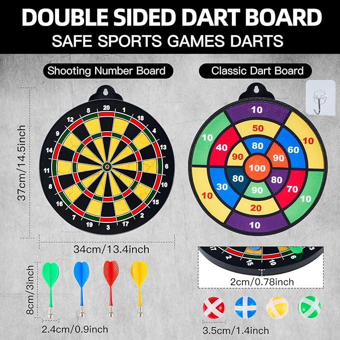 Magnetic Dart Board - 12Magnetic Darts+12Sticky Balls Or 2 Toy Gun+40 Foam Dart,Fun for Family Game and Party with Friends, Christmas Birthday Gifts Toys for 3-12 Year Old Boys-StrideForce Fitness