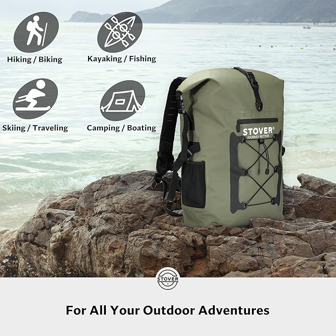 STOVER 5/10/25/30/40/55L Waterproof Backpack- Floating Dry Bag for Kayaking, Travel, Beach, Hiking, & Camping, Men/Women-StrideForce Fitness