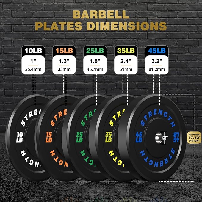 Olympic Rubber Bumper Weight Set - 2 Inch Barbell Plates for Home Gym Strength Training-StrideForce Fitness