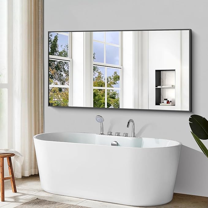 Bathroom Mirror,72x36 inch Bathroom Mirrors for Over Sink,Large Wall Mirror for Bathroom Wall Mounted Rectangle Mirrors,Black Vanity Mirror for Living Room,Bedroom Entryway,Horizontal/Vertical-StrideForce Fitness